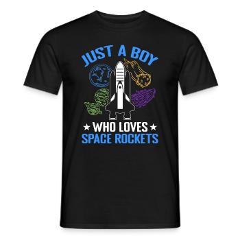 Aerospace Space Travel - Just A Boy Who Loves Spac - Männer T-Shirt - Schwarz - Vorne - AI Model Male 178 light (178cm)