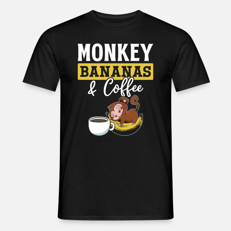 Monkey Bananas & Coffee - Orangutans Monkey - Männer T-Shirt - Schwarz