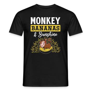 Monkey Bananas & Sunshine - Orange Monkey Cute - Men's T-Shirt - black - Front - AI Model Male 178 light (178cm)