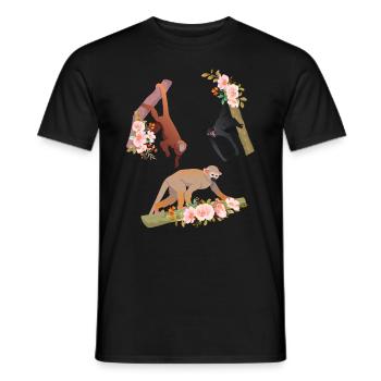 Orang-outan Singe Fleurs Singes - T-shirt homme - noir - Devant - AI Model Male 178 light (178cm)