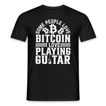 Guitar Player Some People Love Bitcoin I Love Play - Männer T-Shirt - Schwarz - Vorne - AI Model Male 178 light (178cm)