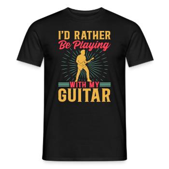 Bassiste - Je préfère jouer avec mon gui - T-shirt homme - noir - Devant - AI Model Male 178 light (178cm)