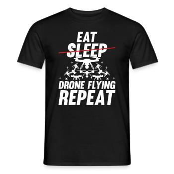 Funny Drone - Eat Sleep Drone Flying Repeat - Dron - Men's T-Shirt - black - Front - AI Model Male 178 light (178cm)