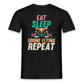 Pilote de drone quadricoptère - Eat Sleep Drone Flying Re - T-shirt homme - noir - Devant - AI Model Male 178 light (178cm)