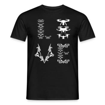 Drone LOVE Drone Lover Drone Pilot Quadcopter Dron - Männer T-Shirt - Schwarz - Vorne - AI Model Male 178 light (178cm)