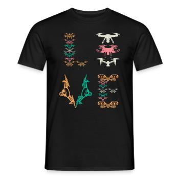 Drone Pilot Drone LOVE Drone Lover Quadcopter Dron - Männer T-Shirt - Schwarz - Vorne - AI Model Male 178 light (178cm)
