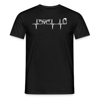 Drone Pilot Drone Beer Heartbeat Quadcopter Drone - Männer T-Shirt - Schwarz - Vorne - AI Model Male 178 light (178cm)