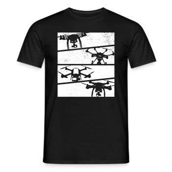 Retro Drone Quadricoptère Drone - Retro Drone - T-shirt homme - noir - Devant - AI Model Male 178 light (178cm)