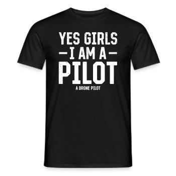 Oui les filles Je suis un pilote Un pilote de drone - Quadcopter - T-shirt homme - noir - Devant - AI Model Male 178 light (178cm)