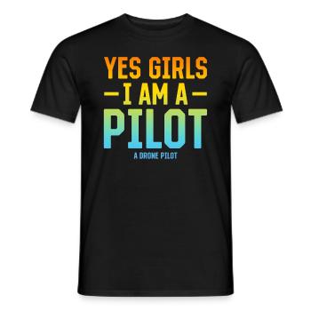 Oui les filles Je suis un pilote Un pilote de drone - T-shirt homme - noir - Devant - AI Model Male 178 light (178cm)