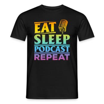 Eat Sleep Podcast Repeat - Podcasting Creator Podc - T-shirt homme - noir - Devant - AI Model Male 178 light (178cm)