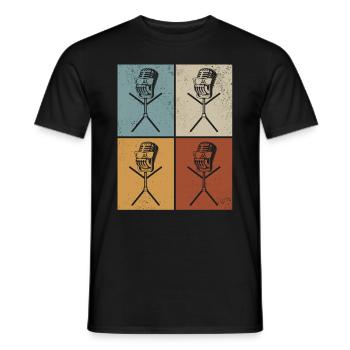 Podcast Microphone Funny Stick Figure Podcast - Männer T-Shirt - Schwarz - Vorne - AI Model Male 178 light (178cm)