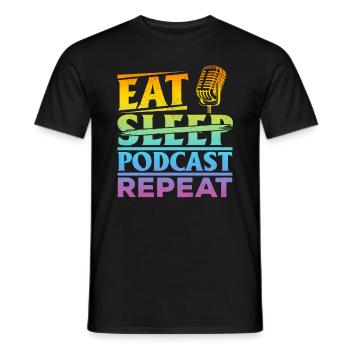 Eat Sleep Podcast Repeat - Podcast Host Podcasting - Männer T-Shirt - Schwarz - Vorne - AI Model Male 178 light (178cm)