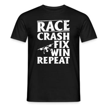 Pilote de drone quadcopter - Race Crash Fix Win Repeat - T-shirt homme - noir - Devant - AI Model Male 178 light (178cm)