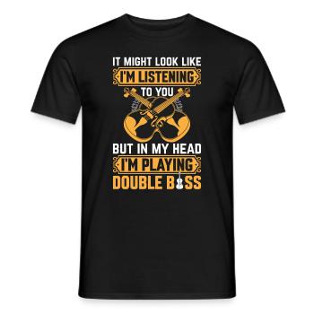 Double Bassiste - Dans ma tête je joue du Double Bas - T-shirt homme - noir - Devant - AI Model Male 178 light (178cm)