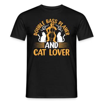Double Bassist - Double Bass Player And Cat Lover - Men's T-Shirt - black - Front - AI Model Male 178 light (178cm)