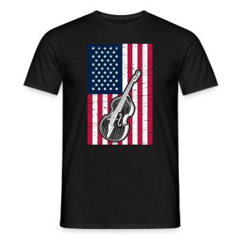 Contrebasse Drapeau US Patriotic Contrebassiste - T-shirt homme - noir - Devant - AI Model Male 178 light (178cm)