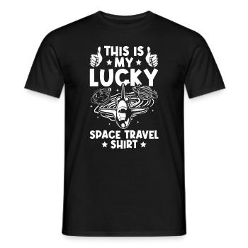 This Is My Lucky Space Travel Shirt Space Explorat - Men's T-Shirt - black - Front - AI Model Male 178 light (178cm)