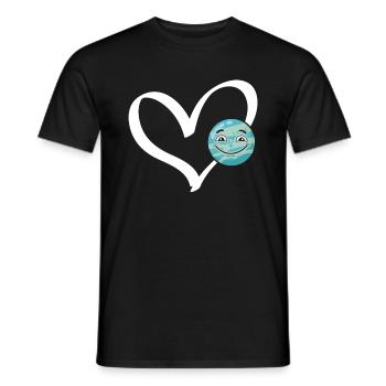 Funny Planet Heart Space Exploration Space Travel - Men's T-Shirt - black - Front - AI Model Male 178 light (178cm)
