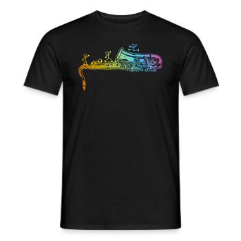 Saxophone Player Stick Figure Saxophone Saxophonis - Männer T-Shirt - Schwarz - Vorne - AI Model Male 178 light (178cm)