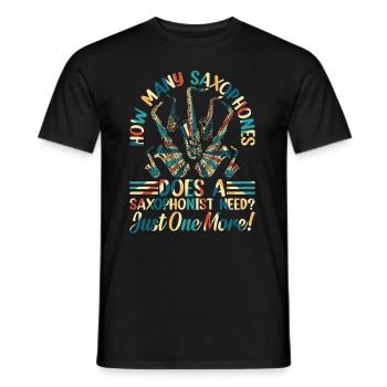 De combien de saxophones un saxophoniste a-t-il besoin ? Saxop - T-shirt homme - noir - Devant - AI Model Male 178 light (178cm)
