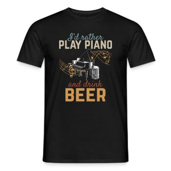 Je préfère jouer du piano et boire de la bière - Piano Music - T-shirt homme - noir - Devant - AI Model Male 178 light (178cm)