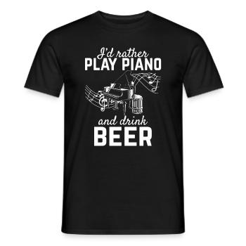 Je préfère jouer du piano et boire de la bière - Piano Piani - T-shirt homme - noir - Devant - AI Model Male 178 light (178cm)