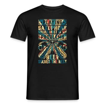 Jouer du saxophone résout la plupart de mes problèmes - Sax - T-shirt homme - noir - Devant - AI Model Male 178 light (178cm)