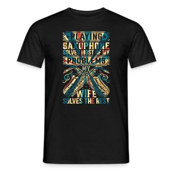 Funny Saxophonist Quotes Funny Saxophone Player - Männer T-Shirt - Schwarz - Vorne - AI Model Male 178 light (178cm)