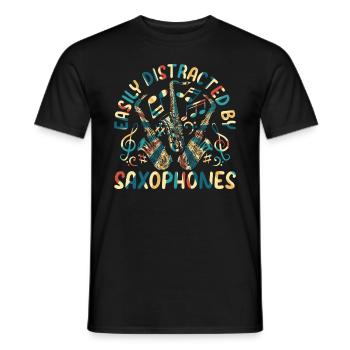 Facilement distrait par les saxophones - Saxophone Musici - T-shirt homme - noir - Devant - AI Model Male 178 light (178cm)
