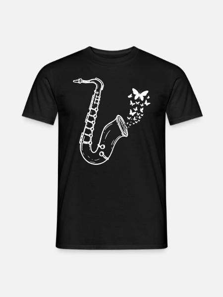 Saxophone with Butterflies Saxophonist Saxophone I - Männer T-Shirt - Schwarz