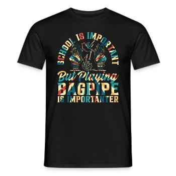 Bagpipe Player School Boy - Back To School Bagpipe - Men's T-Shirt - black - Front - AI Model Male 178 light (178cm)