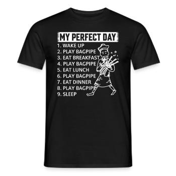 My Perfect Day Bagpiper Bagpipe Musicien Bagpipe P - T-shirt homme - noir - Devant - AI Model Male 178 light (178cm)