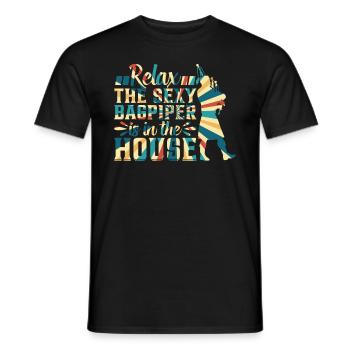 Relax The Sexy Bagpiper Is In The House - Men's T-Shirt - black - Front - AI Model Male 178 light (178cm)