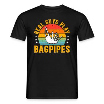 De vrais gars jouent de la cornemuse - Bagpipe Musician Bagpipe - T-shirt homme - noir - Devant - AI Model Male 178 light (178cm)