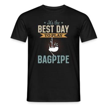 It's The Best Day To Play Bagpipe - Bagpiper - Men's T-Shirt - black - Front - AI Model Male 178 light (178cm)