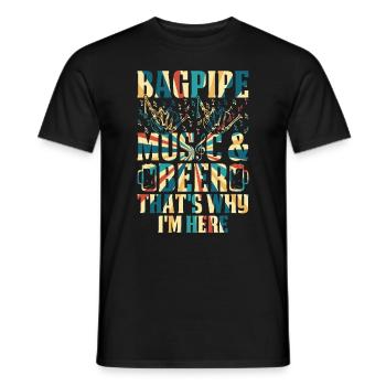 Musique de cornemuse et bière C’est pourquoi je suis ici - T-shirt homme - noir - Devant - AI Model Male 178 light (178cm)
