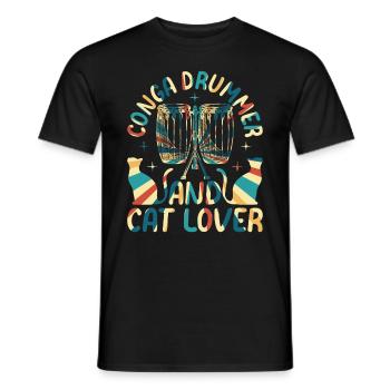 Conga Player Cat Owner - Conga Drummer and Cat Lov - Männer T-Shirt - Schwarz - Vorne - AI Model Male 178 light (178cm)