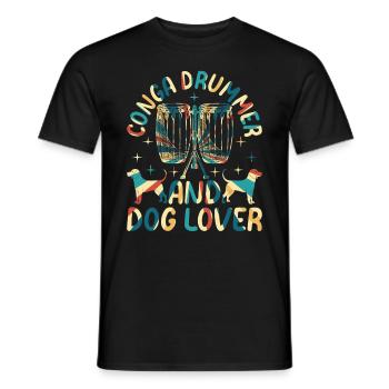 Conga Player Dog Owner - Conga Drummer and Dog Lov - Men's T-Shirt - black - Front - AI Model Male 178 light (178cm)