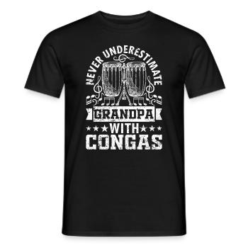 Never Underestimate Grandpa With Congas - Conga Pl - Men's T-Shirt - black - Front - AI Model Male 178 light (178cm)