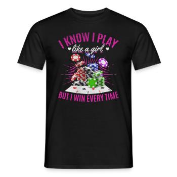 Joueur de poker Je sais que je joue comme une fille mais je gagne E - T-shirt homme - noir - Devant - AI Model Male 178 light (178cm)