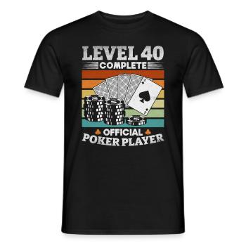 Poker Player Level 40 Complete Official Poker Play - Men's T-Shirt - black - Front - AI Model Male 178 light (178cm)