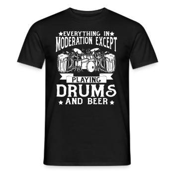 Tout avec modération, sauf jouer de la batterie - Dr - T-shirt homme - noir - Devant - AI Model Male 178 light (178cm)
