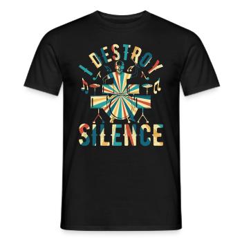 I Destroy The Silence - Drum Musician Drum Player - Men's T-Shirt - black - Front - AI Model Male 178 light (178cm)