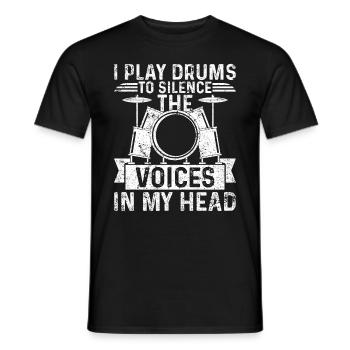 Je joue de la batterie pour faire taire les voix dans ma tête - Dr - T-shirt homme - noir - Devant - AI Model Male 178 light (178cm)