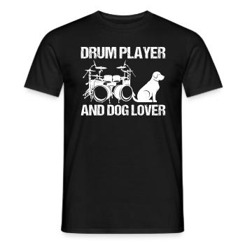 Drum Player And Dog Lover Drumming Musician Drums - Men's T-Shirt - black - Front - AI Model Male 178 light (178cm)
