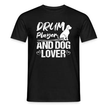 Drum Player And Dog Lover - Drummer Musician - Men's T-Shirt - black - Front - AI Model Male 178 light (178cm)