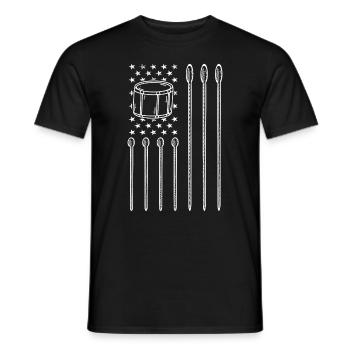 Drum USA Flag Drummer Drum Lover Drum USA Flag - Männer T-Shirt - Schwarz - Vorne - AI Model Male 178 light (178cm)