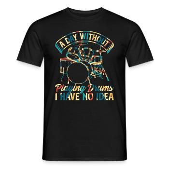 Une journée sans jouer de la batterie dont je n’ai aucune idée - Drumm - T-shirt homme - noir - Devant - AI Model Male 178 light (178cm)