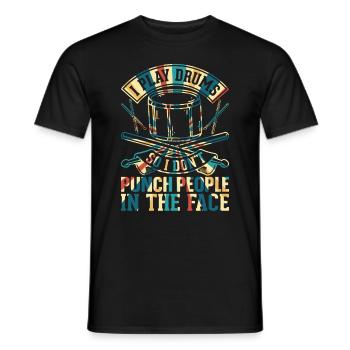 Batteur - Je joue de la batterie pour ne pas frapper les gens - T-shirt homme - noir - Devant - AI Model Male 178 light (178cm)